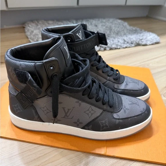Louis Vuitton Black and Gray High-Top Sneakers - Picture 4 of 12